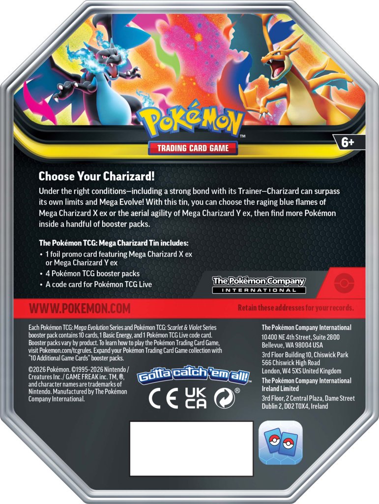 Pokemon TCG Mega Charizard ex Tin 20th Feb Pre Order 20/02