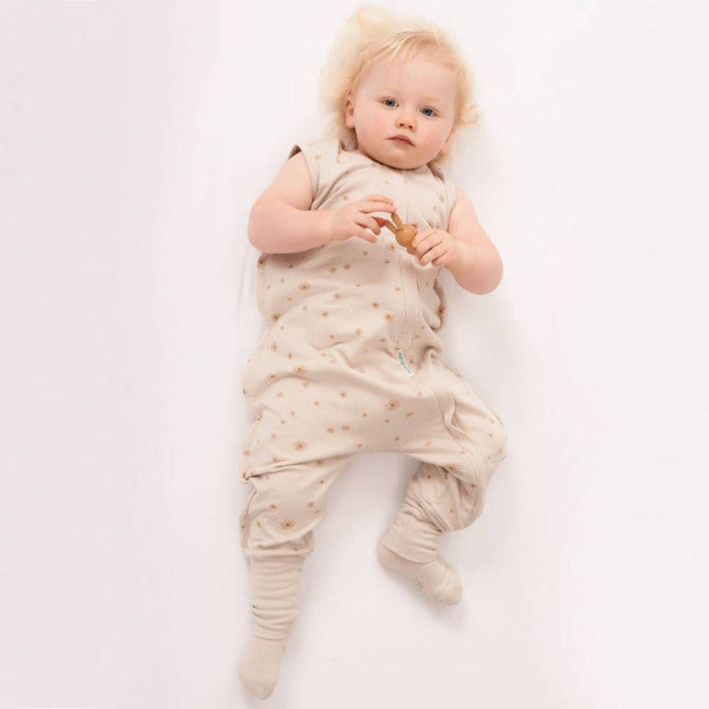 Woolbabe 3-Seasons Merino/Organic Cotton Sleeping Suit - Dune Sunburst 1-4 years