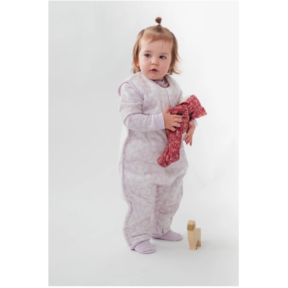 Woolbabe Duvet Merino/Organic Cotton Sleeping Suit - Mauve Manuka Size 1-4 years