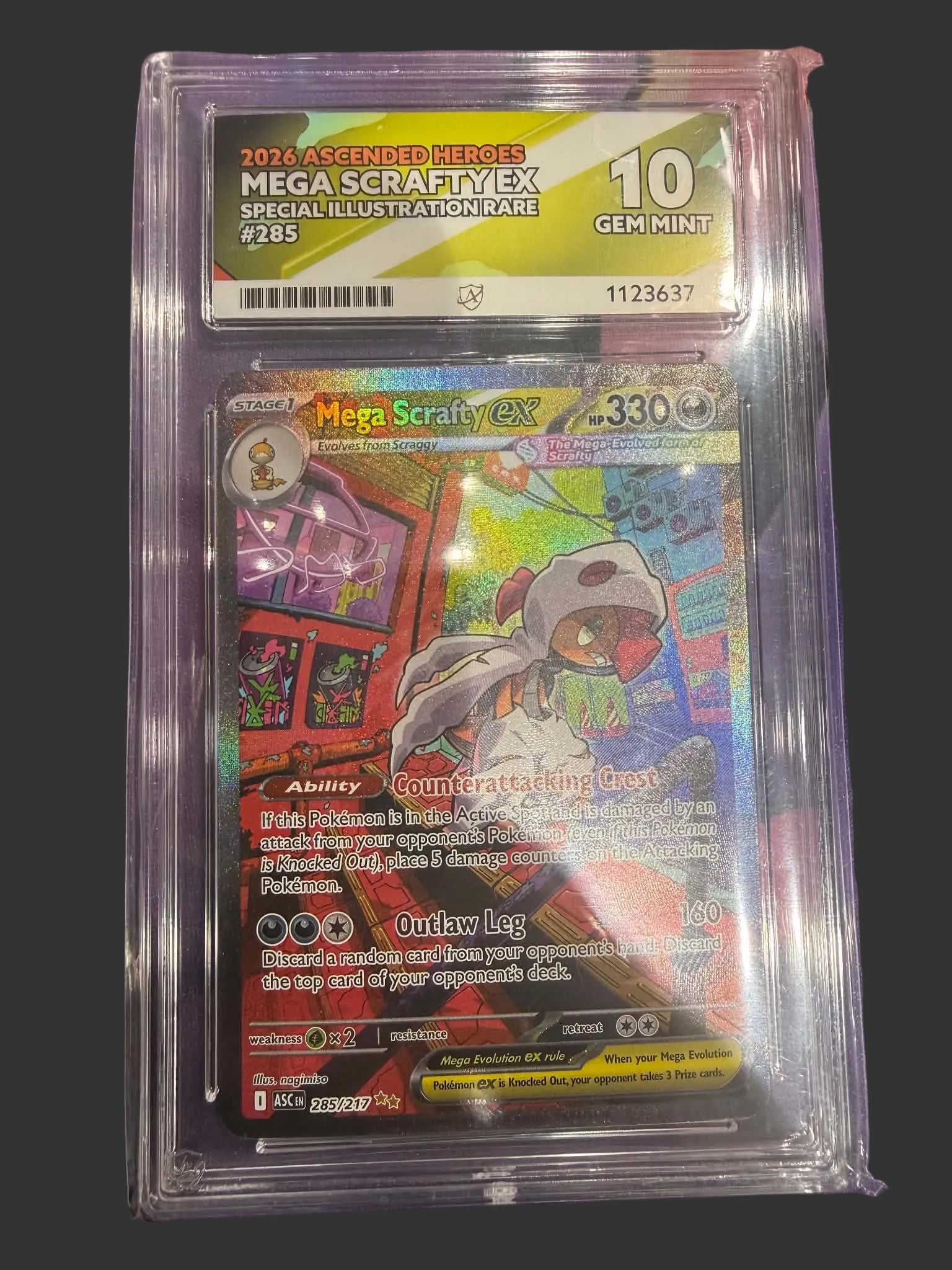Pokemon Single Mega Scrafty ex Ascended Heroes Special Illustration Rare 285/217 ACE10
