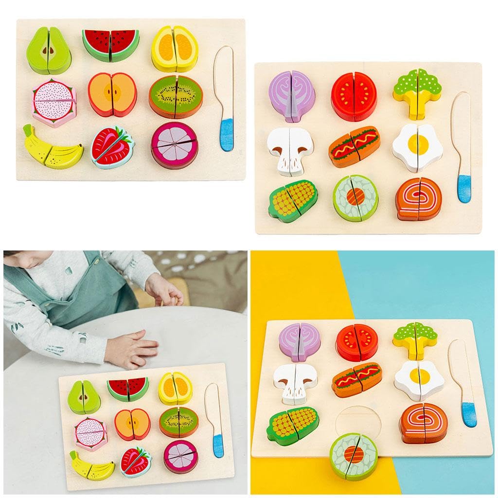 Educational Wooden Vegetables and Fruits Cutting Pretend Play Toys