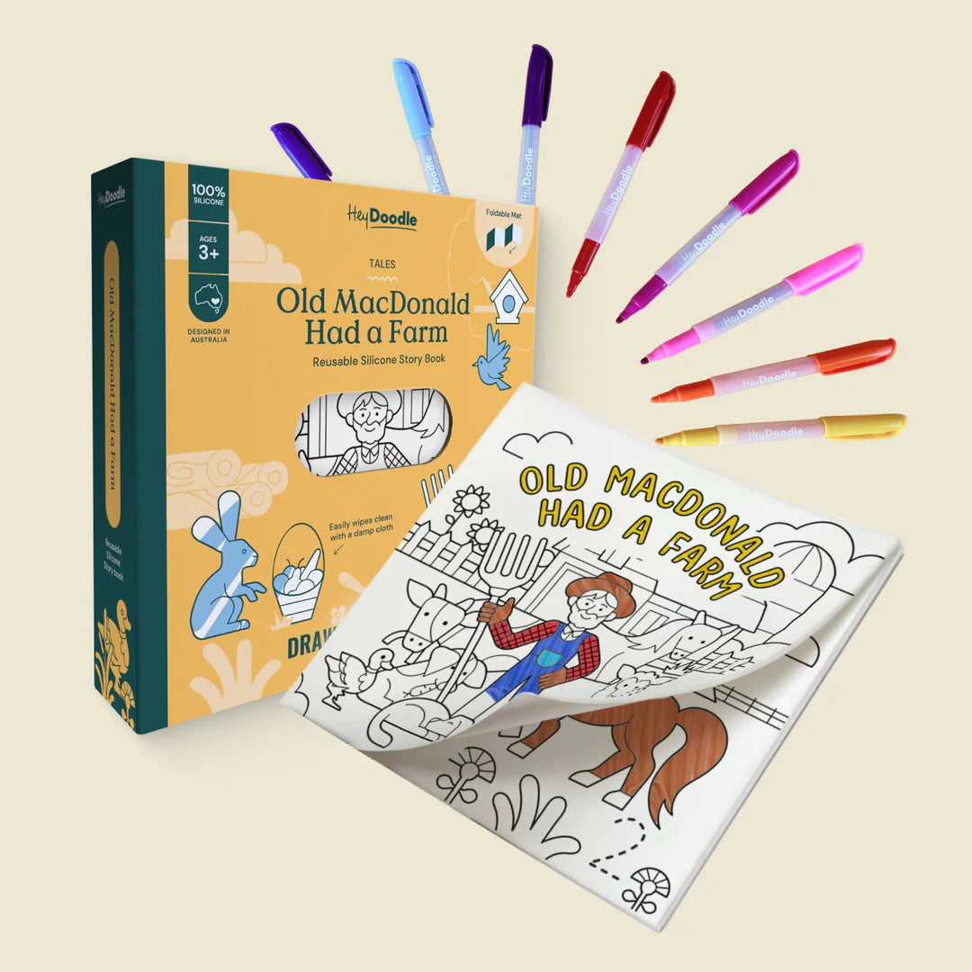 HeyDoodle - Old MacDonald Had a Farm Tales - Reusable Colouring Book
