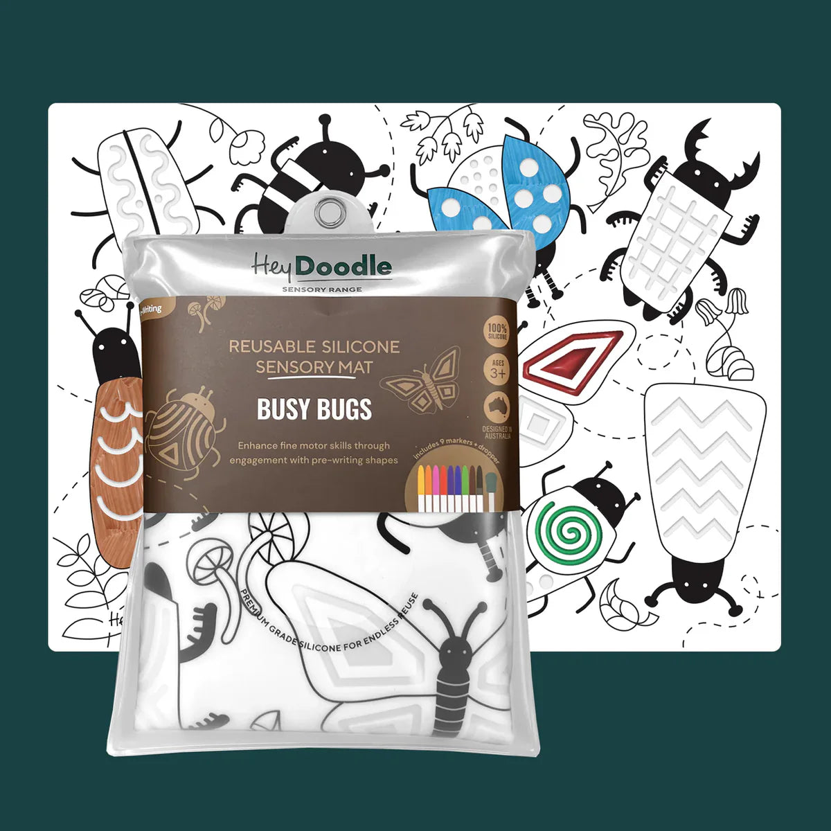 HeyDoodle - Sensory Playmat - Busy Bugs