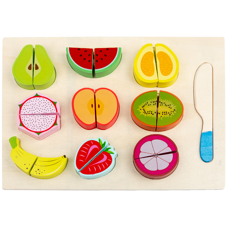 Educational Wooden Vegetables and Fruits Cutting Pretend Play Toys
