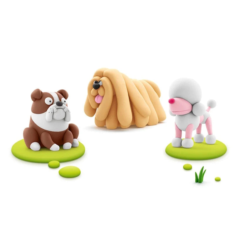 Hey Clay Dog Buddies - Poodle Poppy, Bulldog Hypno, Komondor Moody