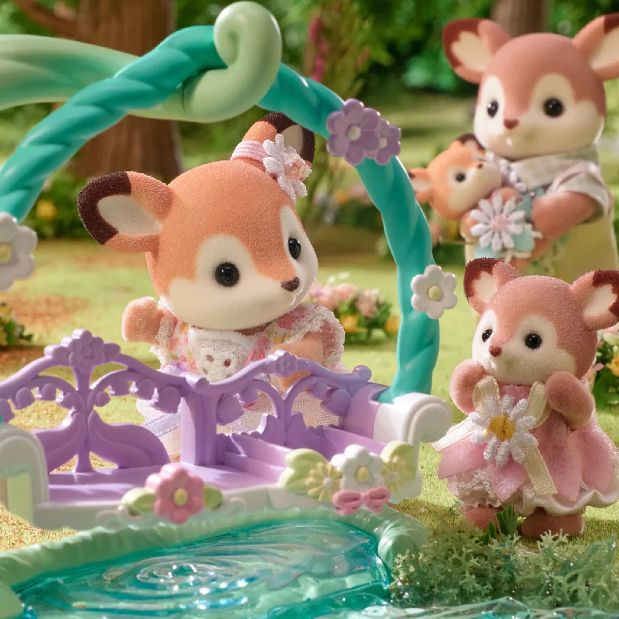 Sylvanian Families Deer Babies - Floral Swing Set
