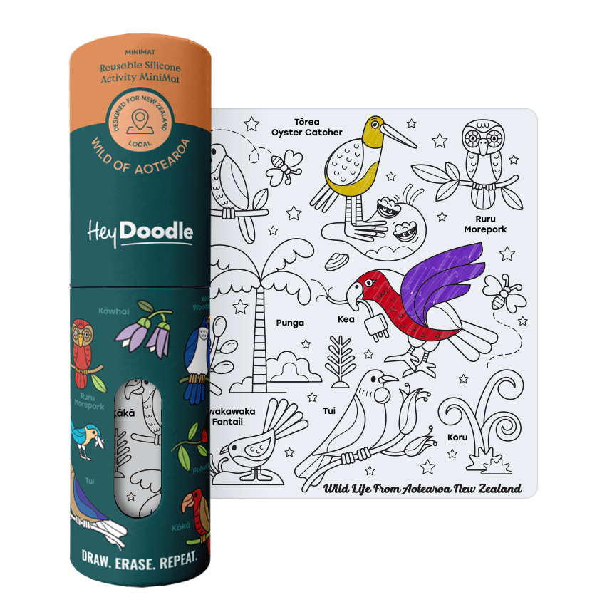 HeyDoodle-Wild of Aotearoa Mini Colouring & Doodle Mat