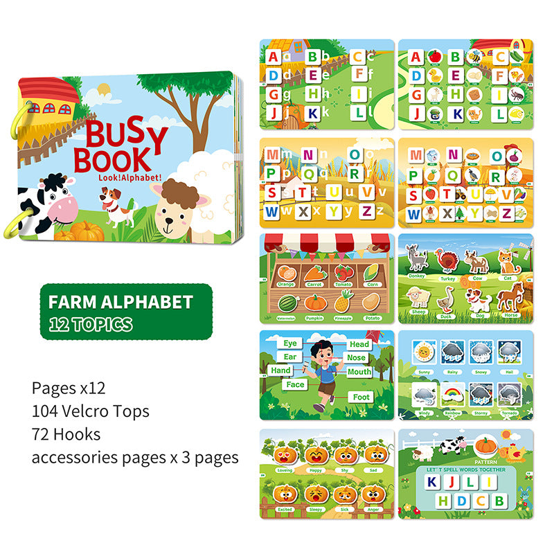 Preschool Busy Book for Toddlers Kids/Children Activities - Quiet Book Alphabets, Animal, Shapes Learning