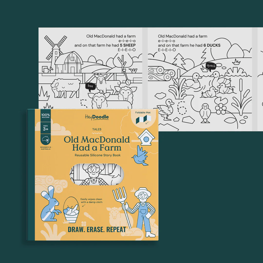 HeyDoodle - Old MacDonald Had a Farm Tales - Reusable Colouring Book
