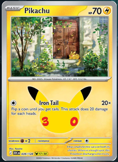Pokemon Single Pikachu 30th Celebration None 039/128