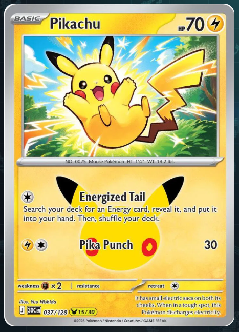 Pokemon Single Pikachu 30th Celebration None 037/128