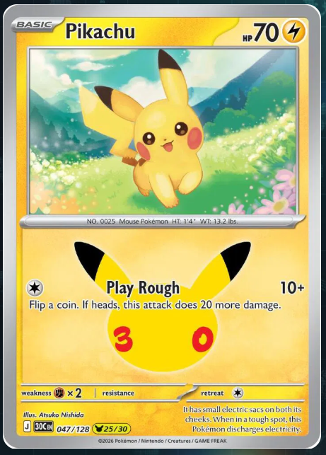 Pokemon Single Pikachu 30th Celebration None 047/128