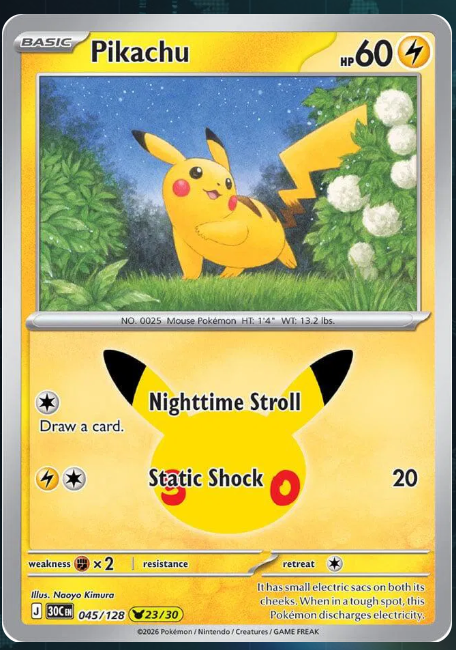 Pokemon Single Pikachu 30th Celebration Pikachu Rare 045/128
