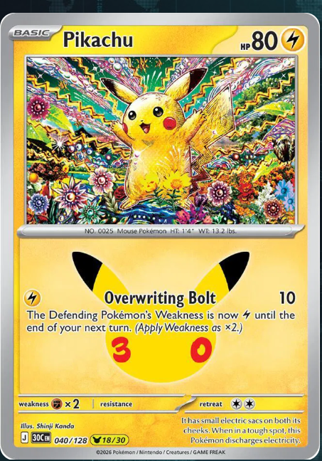 Pokemon Single Pikachu 30th Celebration None 040/128