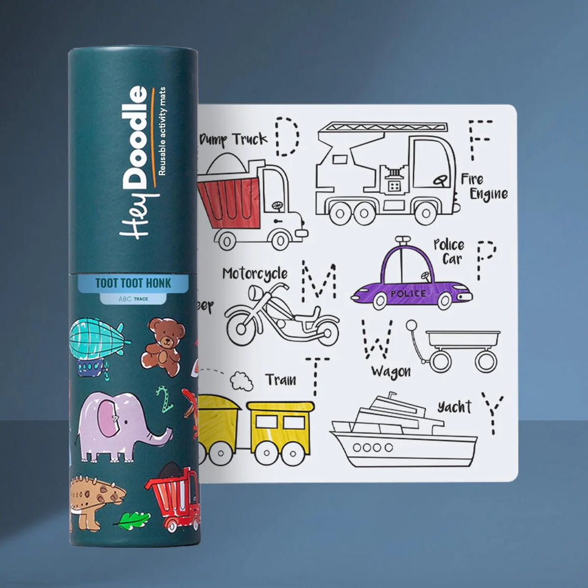 HeyDoodle-Toot Toot Honk Mini Colouring & Doodle Mat