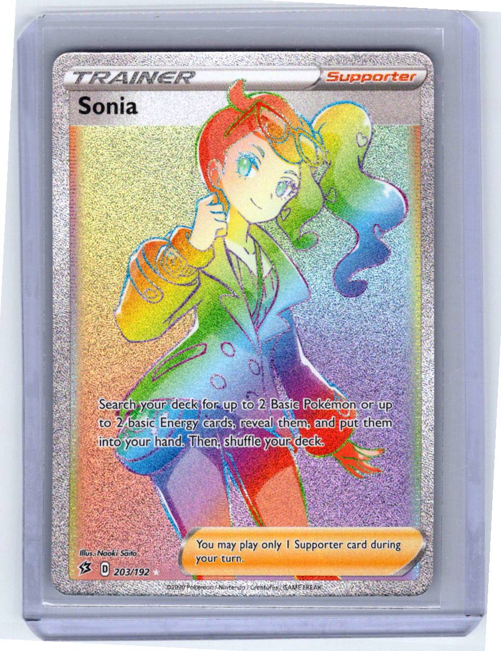 Pokemon Single Sonia (Secret) Rebel Clash Secret Rare 203/192