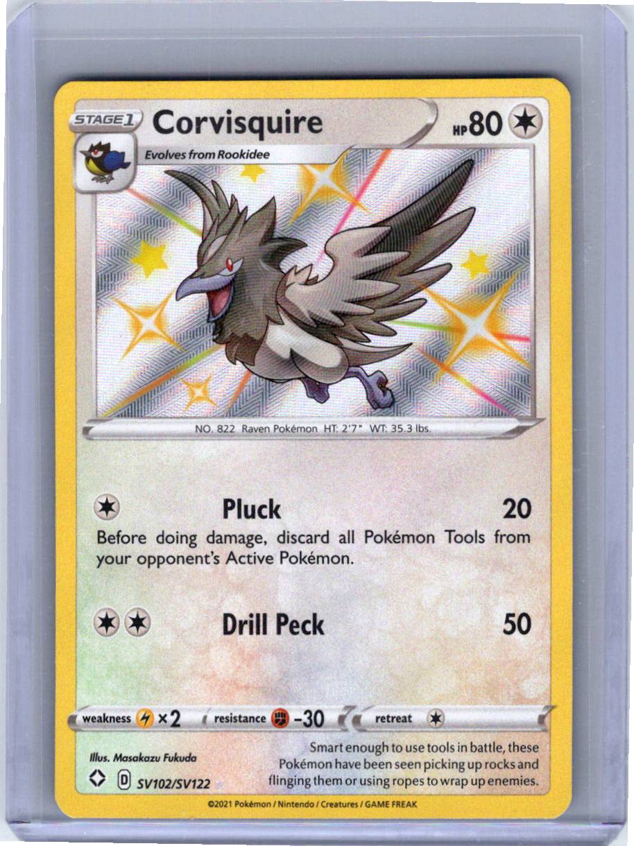 Pokemon Single Corvisquire Shining Fates: Shiny Vault Shiny Holo Rare SV102/SV122 (2)