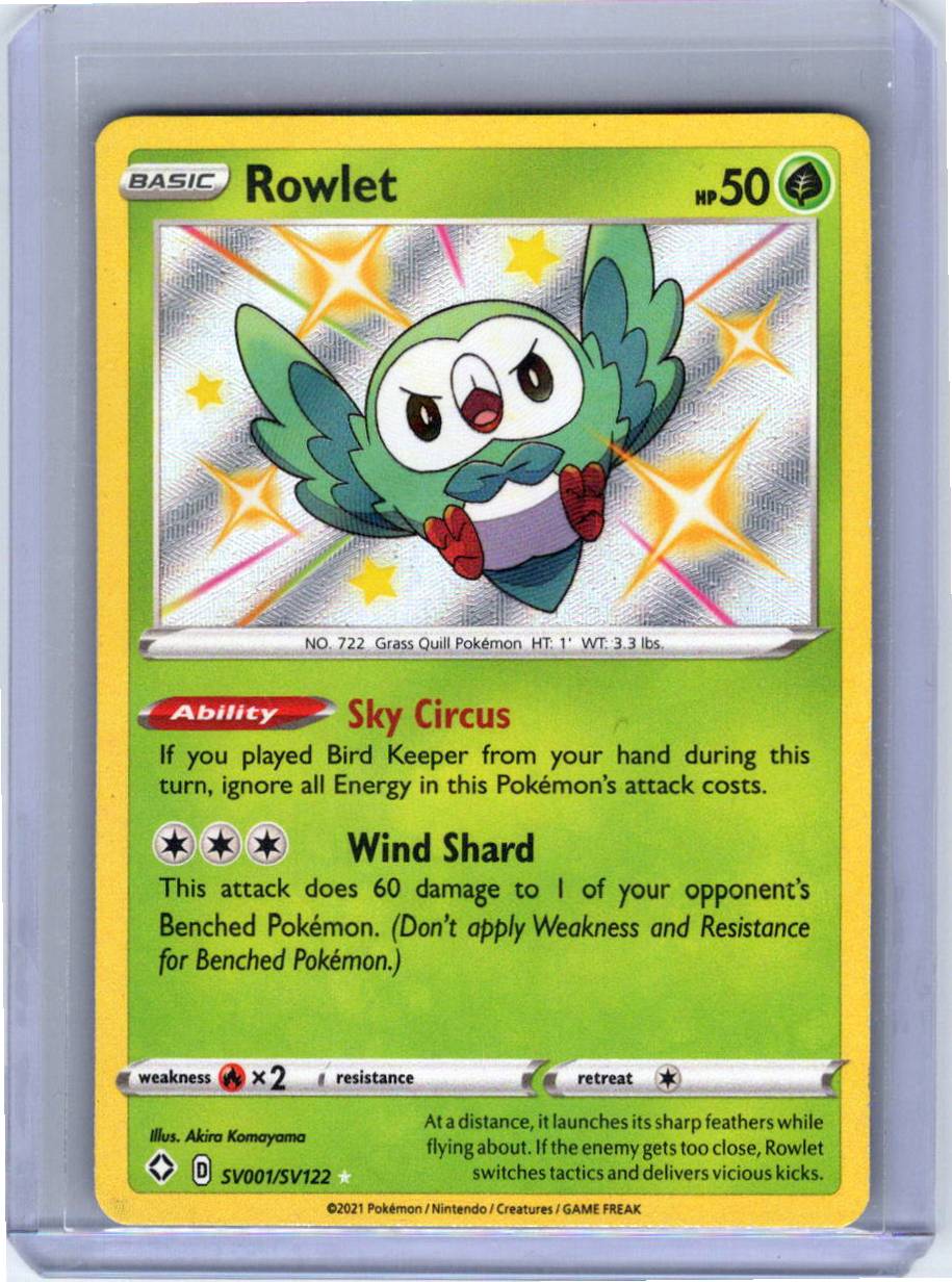 Pokemon Single Rowlet Shining Fates: Shiny Vault Shiny Holo Rare SV001/SV122 (1)