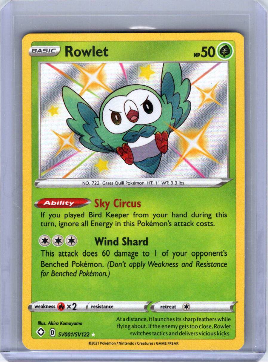 Pokemon Single Rowlet Shining Fates: Shiny Vault Shiny Holo Rare SV001/SV122 (3)