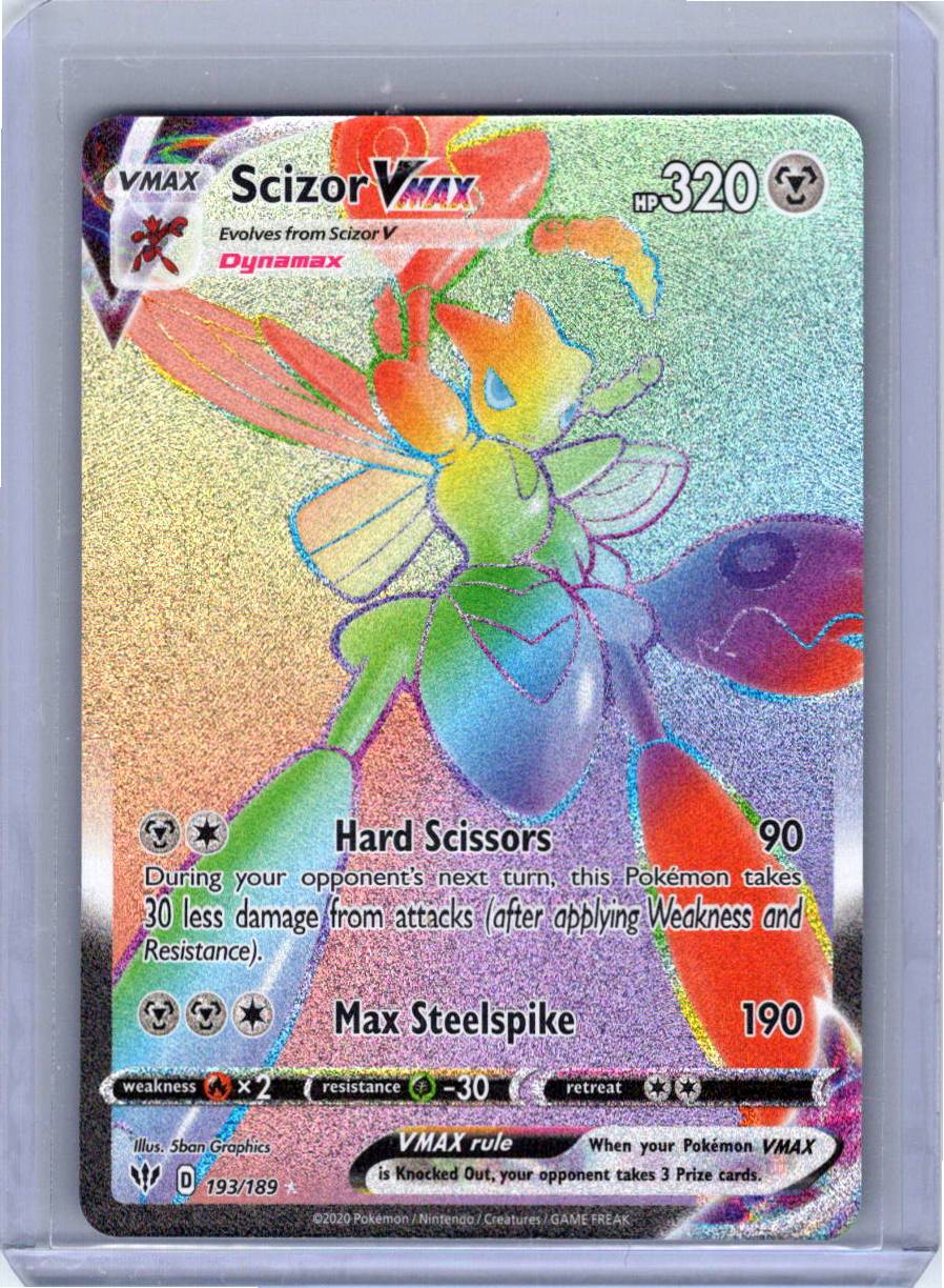 Pokemon Single Scizor VMAX (Secret) Darkness Ablaze Secret Rare 193/189