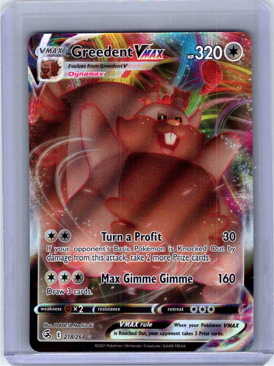 Pokemon Single Greedent VMAX Fusion Strike Ultra Rare 218/264