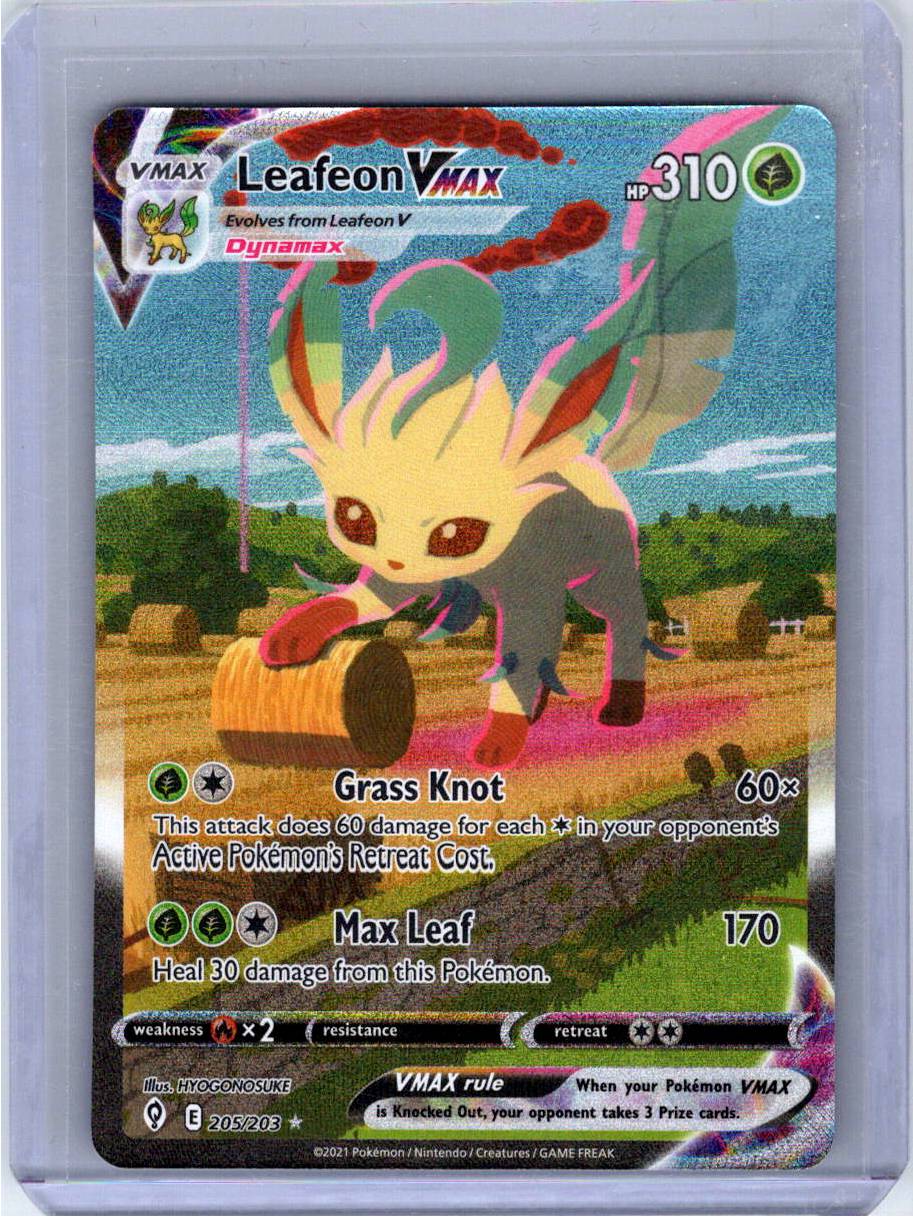 Pokemon Single Leafeon VMAX (Alternate Art Secret) Evolving Skies Secret Rare 205/203