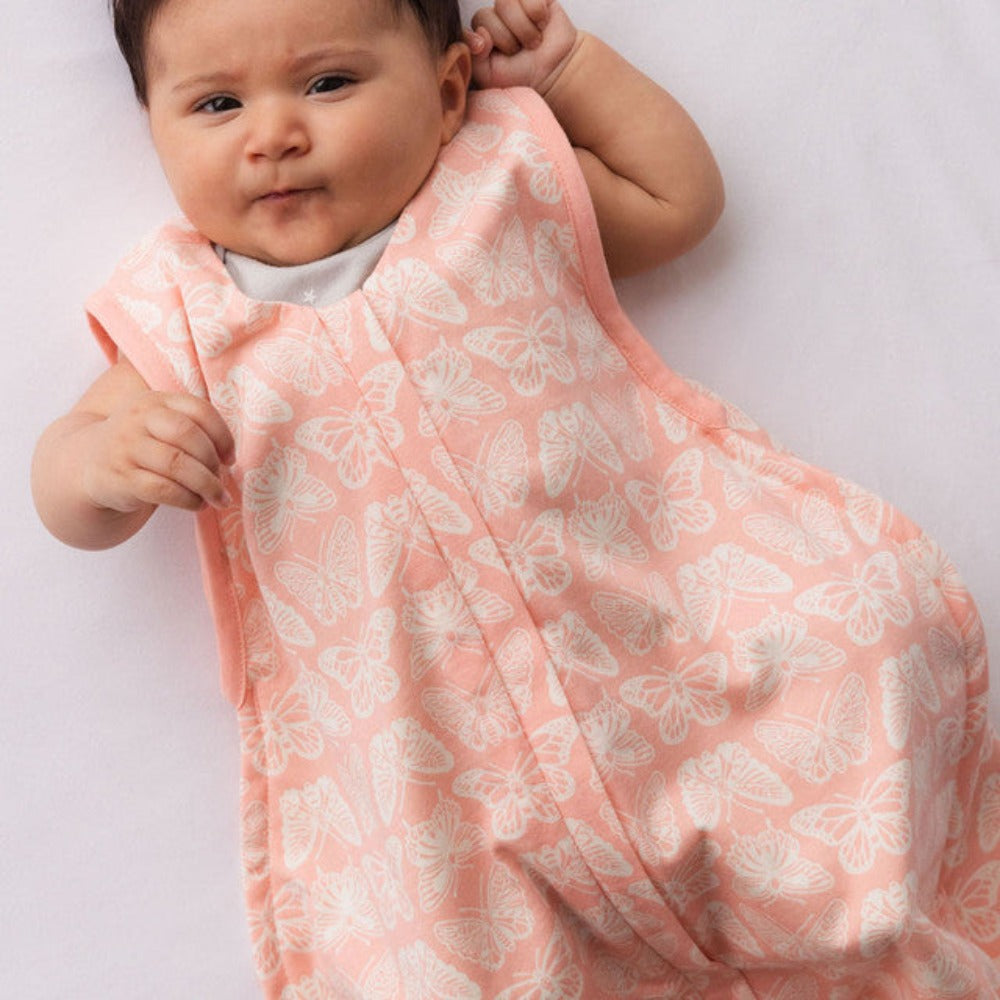 Woolbabe 3 Seasons Front Zip Merino/Organic Cotton Sleeping Bag - Blossom Monarch 3-24 months