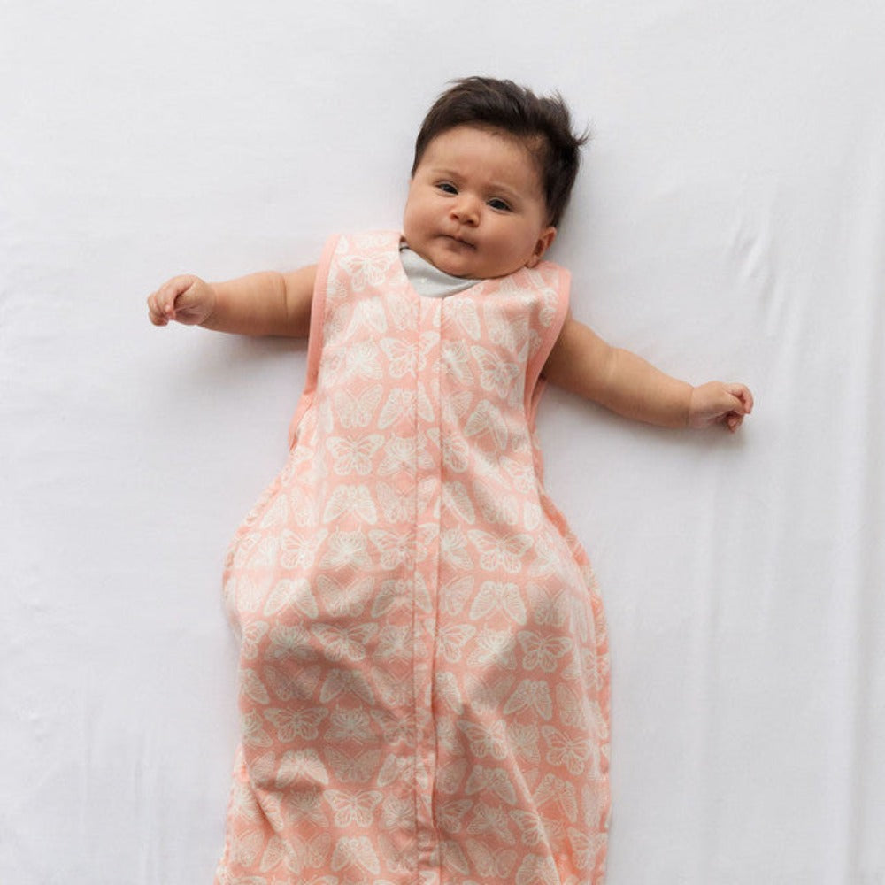 Woolbabe 3 Seasons Front Zip Merino/Organic Cotton Sleeping Bag - Blossom Monarch 3-24 months