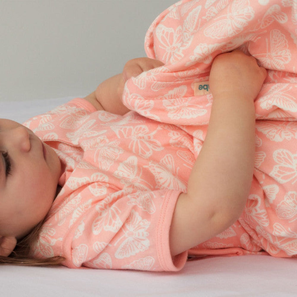 Woolbabe 3 Seasons Front Zip Merino/Organic Cotton Sleeping Bag - Blossom Monarch 3-24 months