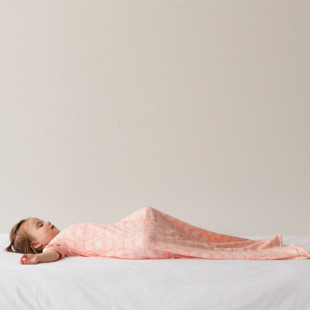 Woolbabe 3 Seasons Front Zip Merino/Organic Cotton Sleeping Bag - Blossom Monarch 3-24 months