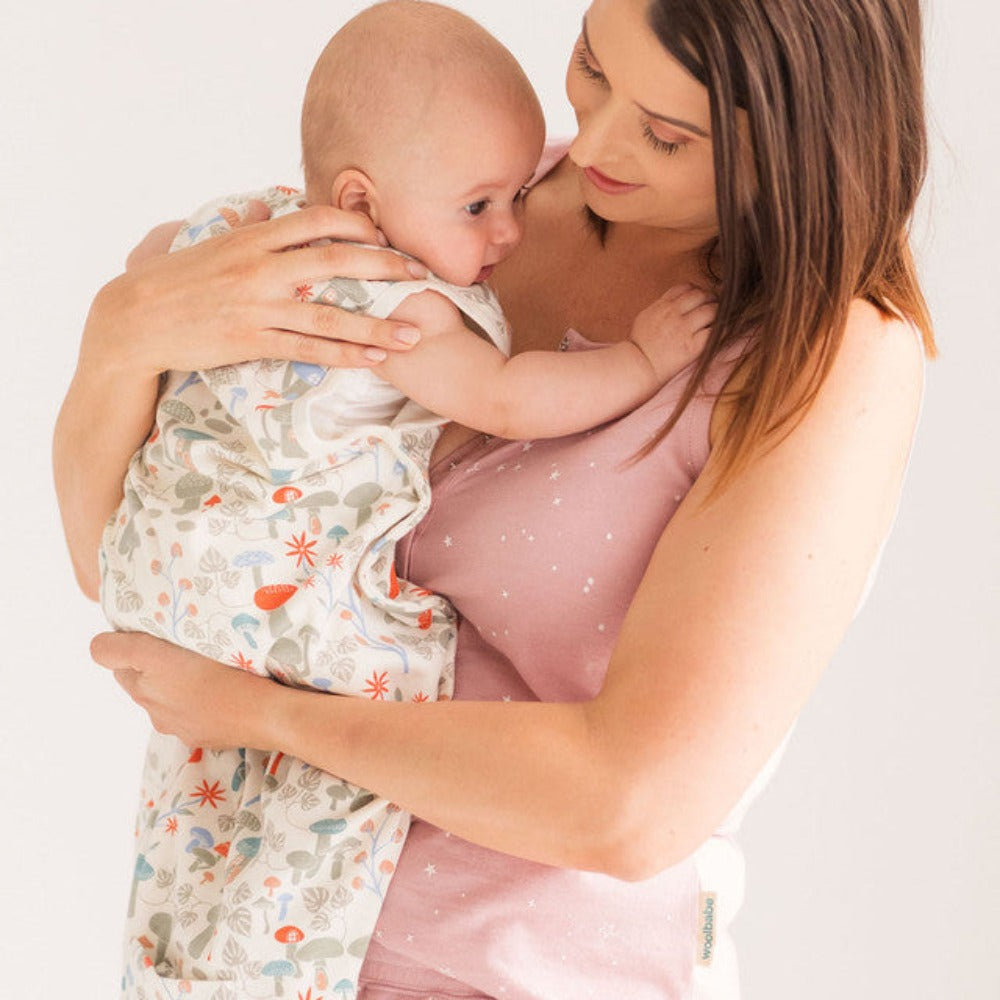 Woolbabe 3 Seasons Front Zip Merino/Organic Cotton Sleeping Bag - Spring Wonder 3-24 months