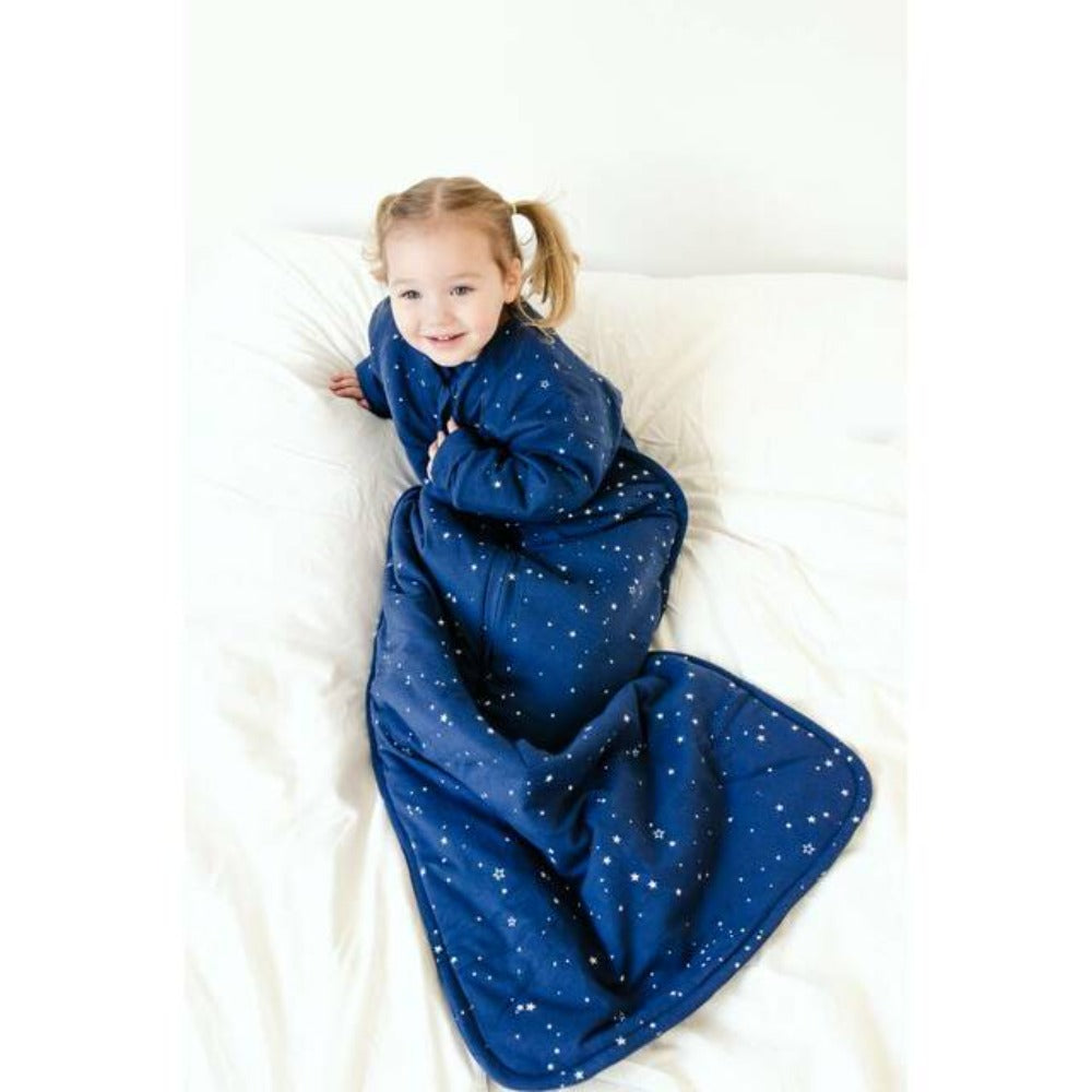 Woolbabe Duvet Front Zip Sleeping Bag with Sleeves - Tekapo Stars 6-24months