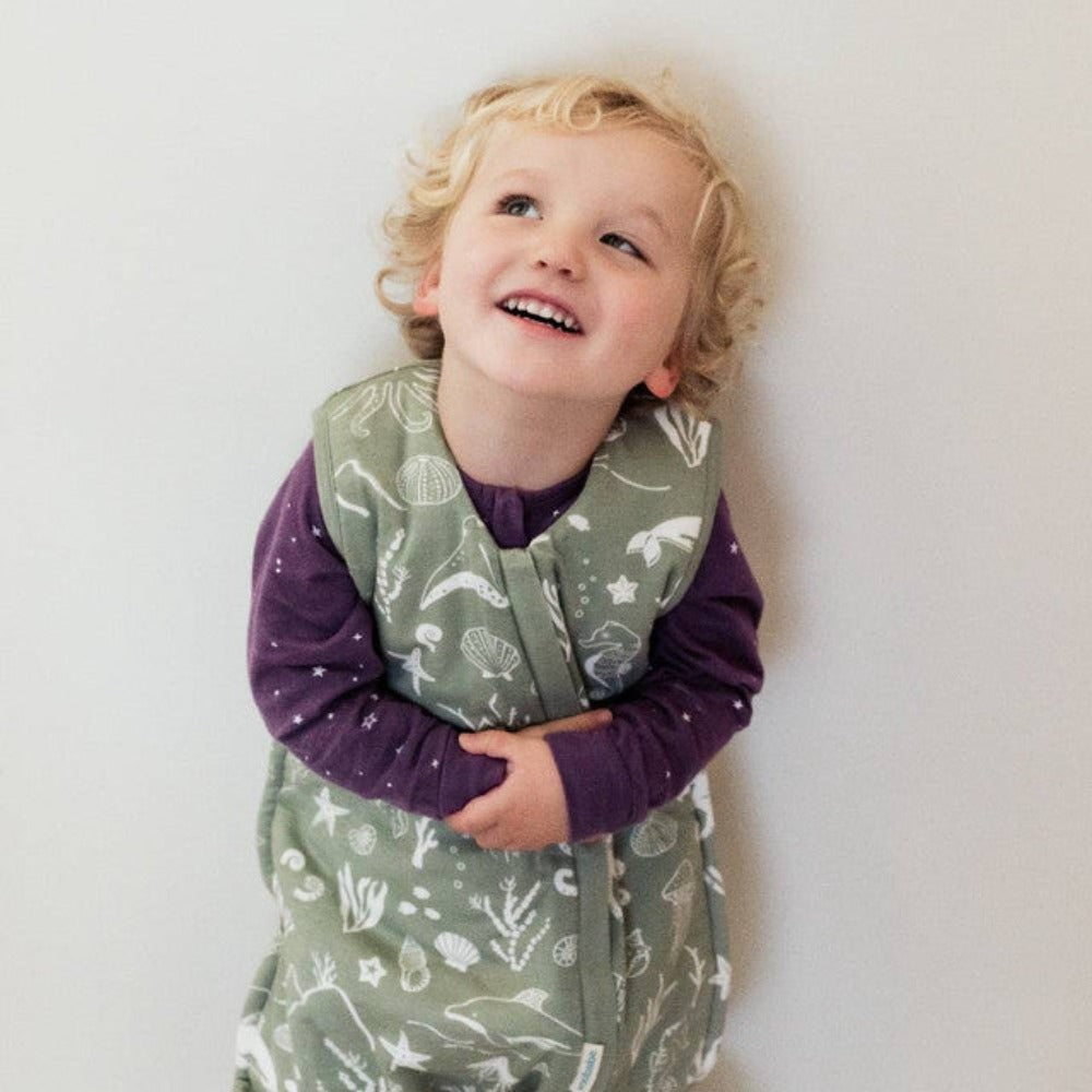 Woolbabe Duvet Sleeping Suit - Limited Edition - Flax Seascape Size 1 year