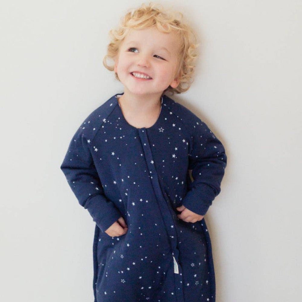 Woolbabe Merino/Organic Cotton Duvet Sleeping Suit with Sleeves - Tekapo Stars 6 months-5 years