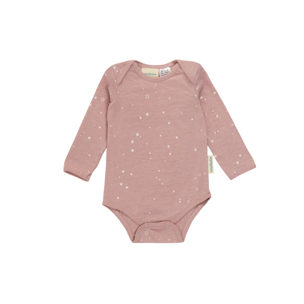 Woolbabe Merino/Organic Cotton Long Sleeve Bodysuit - Dusk Stars