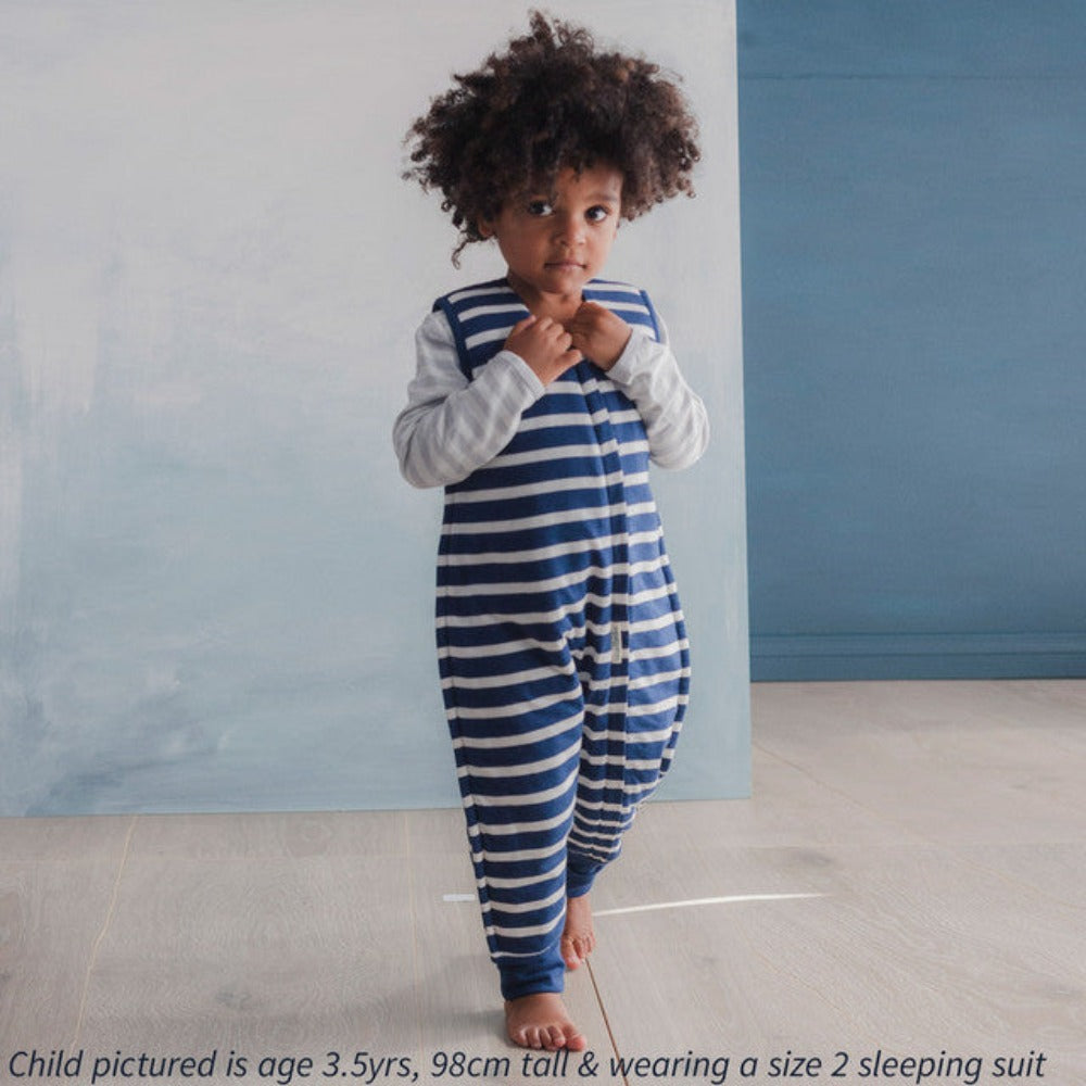Woolbabe Duvet Merino/Organic Cotton Sleeping Suit - Midnight Size 1-2 years