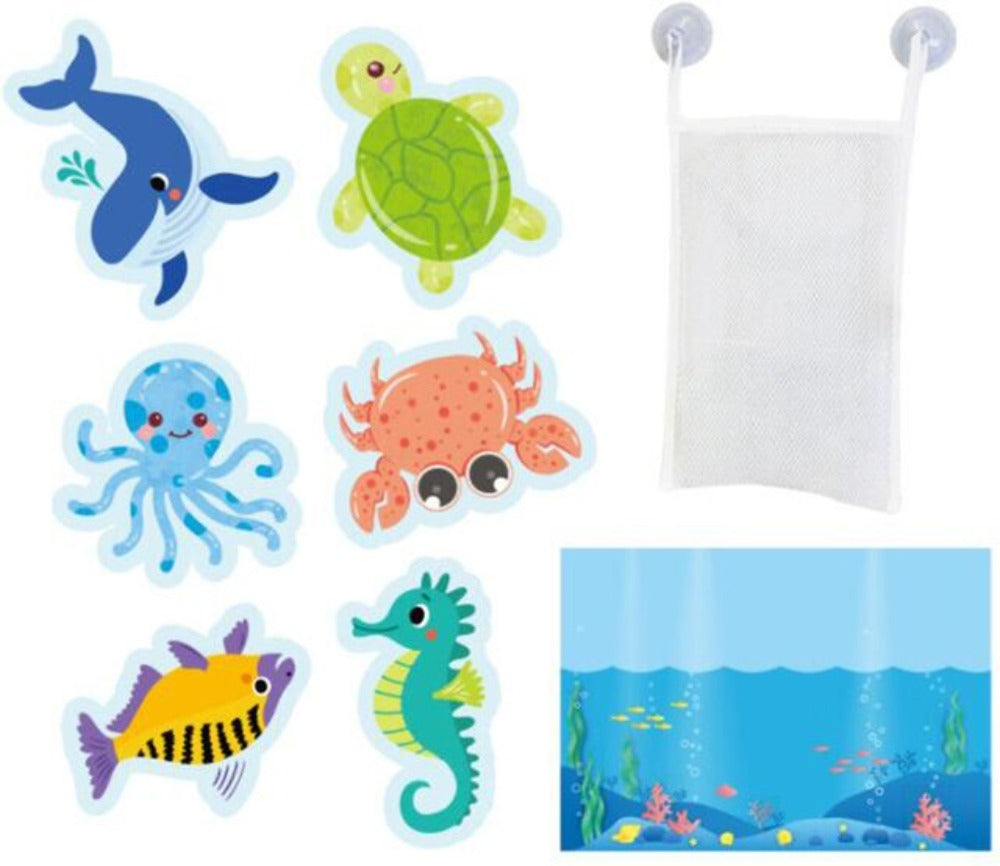 Bathtub Sticker Set Bath Toy with Storage Bag