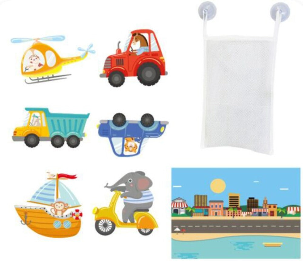 Bathtub Sticker Set Bath Toy with Storage Bag