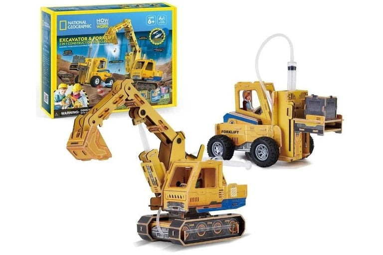 National Geographic Cubic Fun 3D Puzzle - Excavator & Forklift