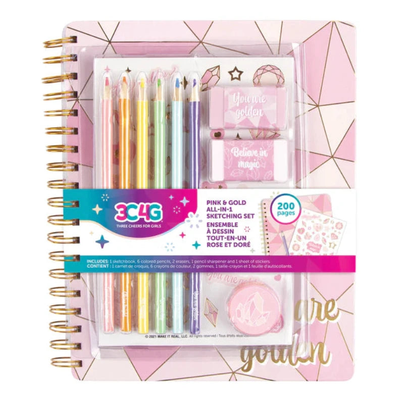 3C4G - Pink & Gold All in 1 Sketching Set