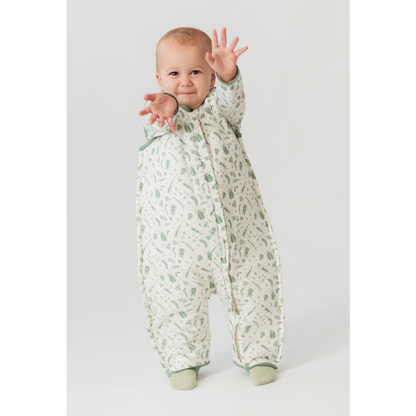 Woolbabe Duvet Merino/Organic Cotton Sleeping Suit - Sage Bugs