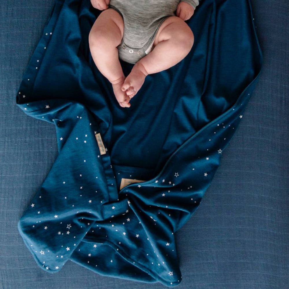 Woolbabe 3 Seasons Front Zip Merino/Organic Cotton Sleeping Bag - Tekapo Stars 3-24 months