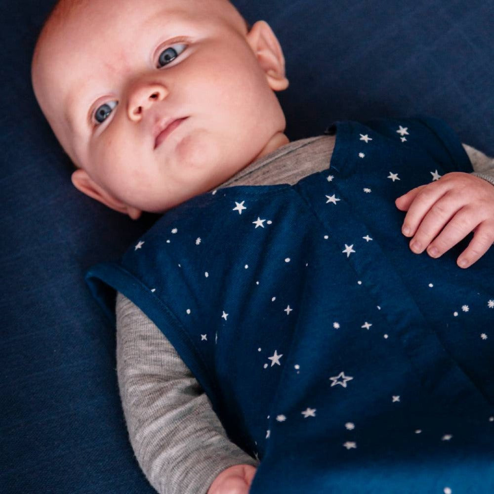 Woolbabe 3 Seasons Front Zip Merino/Organic Cotton Sleeping Bag - Tekapo Stars 3-24 months