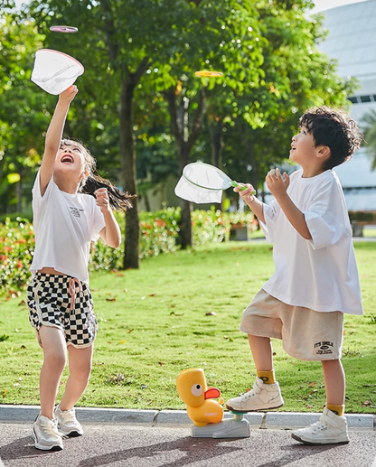 Fun Flying Discs Saucer Foot Launcher Toy - Yellow