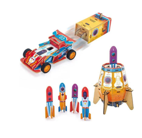 National Geographic Cubic Fun 3D Puzzle - 2 in 1 rocket racing car
