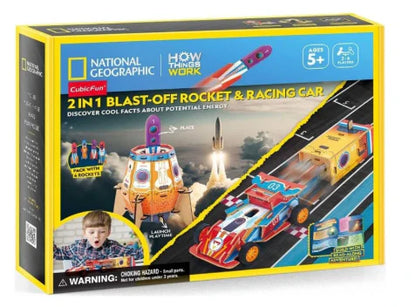 National Geographic Cubic Fun 3D Puzzle - 2 in 1 rocket racing car