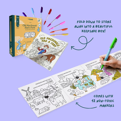 HeyDoodle - Old MacDonald Had a Farm Tales - Reusable Colouring Book