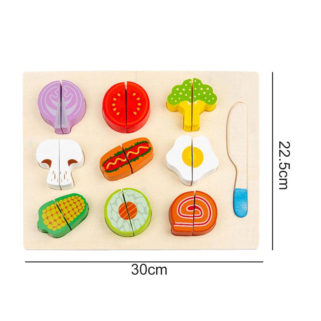 Educational Wooden Vegetables and Fruits Cutting Pretend Play Toys