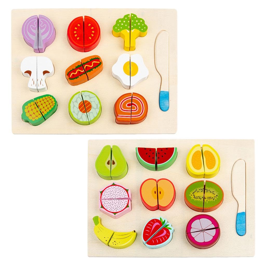 Educational Wooden Vegetables and Fruits Cutting Pretend Play Toys