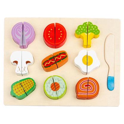 Educational Wooden Vegetables and Fruits Cutting Pretend Play Toys